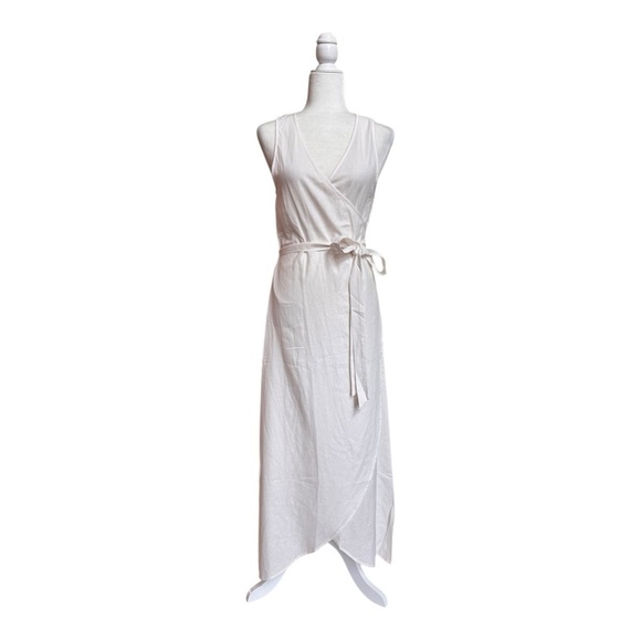 Andie Swim White Linen Sleeveless V Neck Wrap Maxi Womens Size M Swim Cover Up - Picture 1 of 15